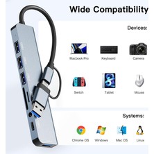 Happy Trend Adaptör 8 In 2 USB Type-C To USB A, USB C, Sd/tf Kart Okuyucu – MacBook ve Laptop Uyumlu Çok Portlu USB Hub Çoğaltıcı