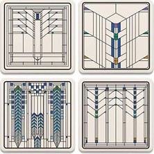 Mabelme Store Prime Coasterstone Ennis Pencere Bardak Altlığı Seti, Çok Renkli