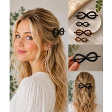 Happy Trend Siyah I Sekiz Toka 4'lü Set, Kadın Çocuk Mandal Toka, Lastik Toka Seti, Toka, Kız Çocuk Toka, Kadife Toka
