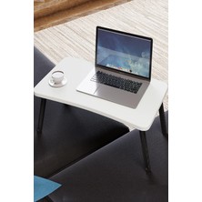 Happy Trend Laptop Sehpası Katlanabilir Yatak Koltuk Üstü Kahvaltı Bilgisayar Sehpası (Beyaz)
