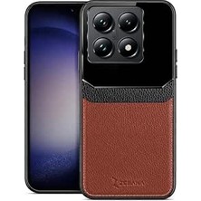 Happy Trend Xiaomi Mi 14T Pro ile Uyumlu Kılıf Zebana Lens Deri Kılıf Kahverengi