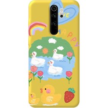 Happy Trend Redmi Note 8 Pro ile Uyumlu Sarı Renk Happy Içi Kadife Desenli Silikon Telefon Kılıfı GULUMSEMEYIUNUTMA_228