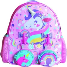 Kawin Dream+Vest Unisex Çocuk Sırt Çantası, Pembe, M
