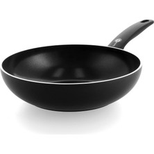 Happy Trend 28 Cm/3,7 Litre Seramik Wok Tava, Pas Içermez, Indüksiyon, Bulaşık Makinesinde Yıkanabilir, Fırına Dayanıklı, Siyah