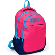 Kawin Coral High Kids Neon Mercan-Lacivert Üç Bölmeli Sırt Çantası 14392