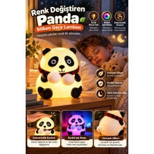 Royaleks Renkli Işık Modlu Silikon Panda Gece Lambası Dokunmatik Kontrollü Sevimli Dekoratif