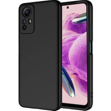 Happy Trend Xiaomi Redmi Note 12S ile Uyumlu Kılıfı Silikon Esnek Içi Kadife Kamera Lens Korumalı Mat Renkli Ince Tarz Kapak Mara Siyah