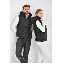 Happy Trend Unisex Siyah Jel Dolgu Kapüşonlu Şişme Yelek Xl T-79 Xl