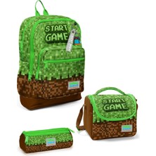 Kawin Coral High Okul Çantası Blok Desenli 3'lü Set Beslenme ve Kalem Çantası, SET01K7425
