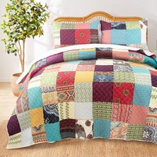 Happy Trend Home Renee Upcycle Benzersiz Kalan Kumaş Pamuk Astarlı Yorgan Seti, 3 Parça Tam/kraliçe