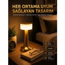 Royaleks Kablosuz Renkli Masa ve Gece Lambası Altın Rengi Dokunmatik LED Lamba