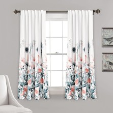 Str Store Zuri Flora Oda Karartma Pencere Perdesi Panel Çifti, 160 cm Uzunluk x 132 cm Genişlik, Mavi ve Mercan