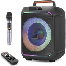 Epilons Karaoke Mikrofonlu Bluetooth Hoparlör Fm Radyo 40W 8 İnç Rgb Kumandalı Siyah JBR818