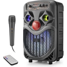 Epilons Karaoke Mikrofonlu Bluetooth Hoparlör Fm Radyo 10W 8 İnç Rgb Siyah NDRP66