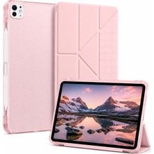 Str Store [kalem Bölmeli] iPad 11. ve 10. Nesil Tablet Kılıfı, Soft Pembe, A16 Çipli Apple Tablet Kabı, Katlanır Kapaklı 4 Kademeli Stand, Kalem Yuvası, Şeffaf Petek Dokulu Silikon Arka