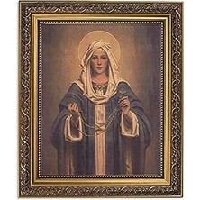 Mabelme Store Christian Brands Ilham Verici Çerçeveli Baskı Our Lady Of The Rosary, 11WX135H, Kahverengi