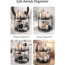 Mabelme Store 2 Katlı Makyaj Organizer – Metal Kozmetik Düzenleyici Stand | Banyo ve Makyaj Masası Için Çok Amaçlı Organizer Raf | Takı, Parfüm ve Cilt Bakım Ürünle