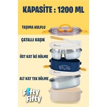 Mabelme Store 1200 ml Iki Kat Üç Bölme Paslanmaz Çelik Bento Lunch Box Yeni Nesil Sefer TASI-ÇATALLIKAŞIK-FFLBOX50251