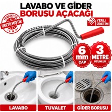 Atlt Atlantis 3 Metre 6mm Lavabo Tuvalet Gider Boru Açıcı Klozet Alaturka Paslanmaz Çelik