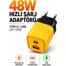 Moxti 48W Hızlı Şarj Adaptörü |  Qc 3.0 Destekli | USB + Type-C Çift Giriş