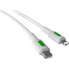 Mabelme Store Prime Type C-Lightning Pd Hızlı Şarj Kablosu (Beyaz + Yeşil/beyaz Uç) (150 Cm)