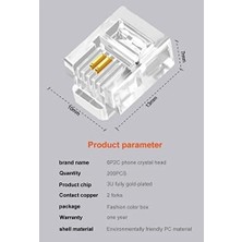 Mabelme Store Prime Plus PX-6P2C RJ11 2 Pinli Konnektör, RJ11, 6P2C, RJ11 Telefon Kablo Ucu 100 Lü Paket