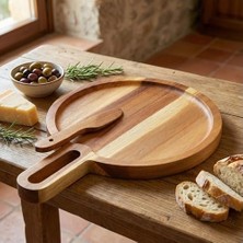 Mabelme Store Prime Doğal Akasya Yuvarlak Peynir Sunum Tahtası ve Bıçak Seti – 19 cm Ahşap Servis Tepsisi, Yanında Özel Peynir Bıçağı ile (2 Parça Mini Set)