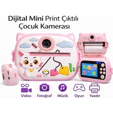 Shopfocus CMR93 Çocuk Dijital Mini Kamera 1080P Hd 2.0 Inç Ekran Fotorğraf Video Oyun Müzik USB Şarj Termal Resim Kağıt Baskılı Yazıcı Kamera Video Makinesi Print Kamera