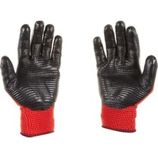 Mabelme Store Prime Beybi Pn5 Zebra Polyester Örme Nitril Eldiven Çift - No:9 - Kırmızı Siyah