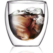 Mabelme Store Prime Yeni Tasarım Su Bardağı Çift Cidarlı 200 ml Şeffaf Cam Bardak 1 Adet - 2771