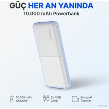 Mabelme Store Snapmax SNP-3009 Beyaz 10.000 Mah Powerbank 2x USB Çıkışlı 1 Type-C ve 1 Micro Girişli