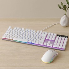 Aydogan's USB Kablolu Oyuncu Klavye ve Mouse Seti - Beyaz Rgb