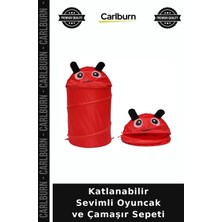 Carlburn Katlanabilir Sevimli Oyuncak ve Çamaşır Sepeti Oda Düzeni Pratik Sepet Çocuk Odası Aksesuarı