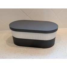 Mabelme Store 3D Baskı Iki Rulo Tuvalet Kağıdı Saklama Kutusu Kapaklı Çizgili Banyo Organizeri Minimalist - Siyah Kapak