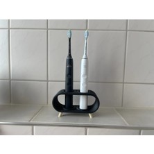 Mabelme Store 3D Baskı Elektrikli Diş Fırçası Standı Çift Diş Fırçalık Ayaklı Modern Banyo Diş Fırçası Tutucu Siyah