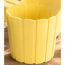 Mabelme Store 3D Baskı Askılı Balkon Saksısı Dikey Çizgili Dekoratif Çiçek ve Aromatik Bitki Saksısı - Sarı