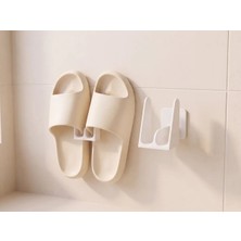 Mabelme Store 3D Baskı Duvara Monte Banyo Terlik Askısı Minimalist Terlik Rafı Delmeden Yapıştırmalı Beyaz