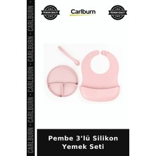 Carlburn Pembe 3’lü Silikon Yemek Seti Bebek Eşyası Beslenme Gereci Sofra Takımı