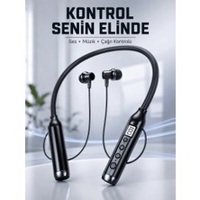 Mabelme Store Uzun Kullanım Süreli Bluetooth Kulaklık Boyun Bantlı Mikrofonlu 600 Saat Müzik Süreli Ses ve Çağrı Kontrollü Kablosuz Kulaklık