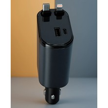 Mabelme Store Araç Şarj Cihazı 120W Usb-C Lightning Dijital Göstergeli
