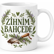 Mabelme Store Zihnim Bahçede Tasarımlı Porselen Kupa - Model 321