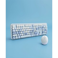 Mabelme Store Kablosuz Klavye Mouse Seti Mavi