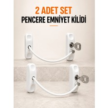 Mabelme Store Pencere Emniyet Kilidi 2 Adet Set Kablolu Anahtarlı Pencere Açılma Sınırlayıcı