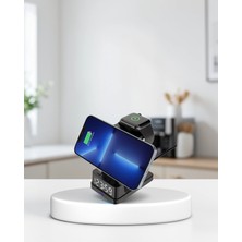 Mabelme Store Kablosuz Şarj Istasyonu 4 Cihazlı LED Saat Ekranlı