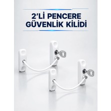Mabelme Store Anahtarlı Pencere Güvenlik Aparatı Beyaz Kablolu Açılma Sınırlayıcı 2’li Set