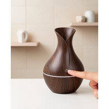 Mabelme Store Aromaterapi Difüzör 130 ml Ahşap Desenli Ultrasonik 7 Renk LED