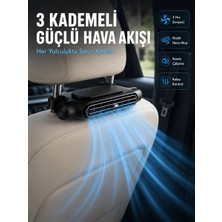 Mabelme Store Taşınabilir Araç Koltuk Fanı Sessiz Çalışan USB Şarjlı Boyun Soğutucu