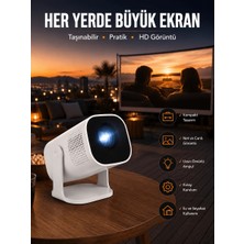 Mabelme Store Akıllı Projeksiyon Powerbankli Taşınabilir Sinema Projektörü 4K Hd Kaliteli Yeni Nesil