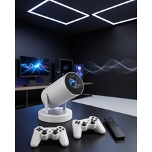 Mabelme Store Projeksiyon Cihazı 4K Çözünürlük Taşınabilir Ayaklı Çift Kollu