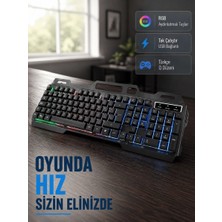 Mabelme Store Profesyonel Oyuncu Klavye Mouse Seti – Rgb Işıklı, Türkçe Q, Dpı Ayarlı, Dayanıklı Gövde